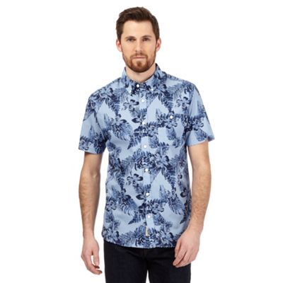 Hammond & Co. by Patrick Grant Big and tall blue floral print short sleeved shirt